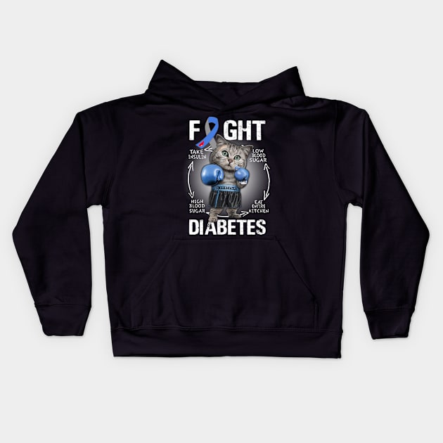 Diabetes Cycle, Diabetes Awareness, Funny Cat Outfits Kids Hoodie by little.tunny